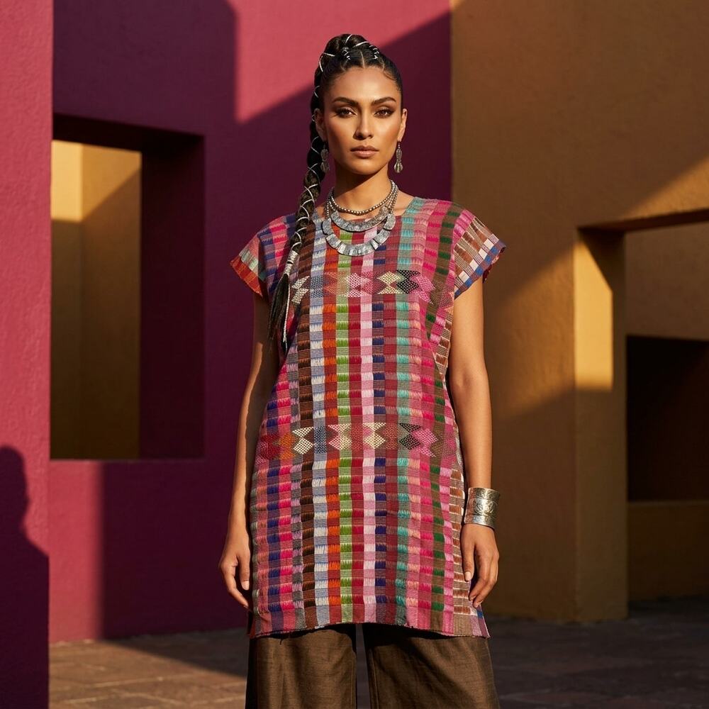 Traditional Mexican Huipil Blouse – Hand woven  Top S M L see measurements